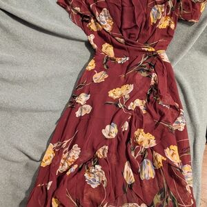 a new day Burgundy Floral Maxi Dress